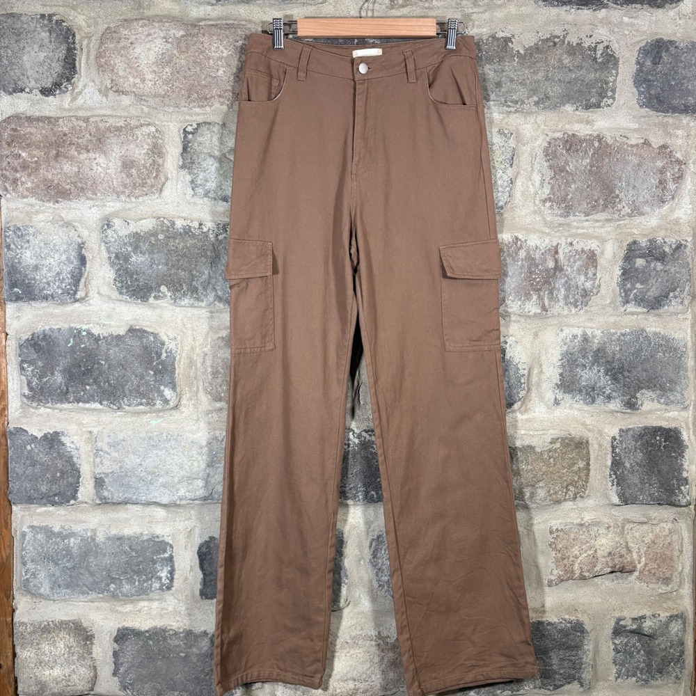 Altar'd State Brown Cargo Pants Wide Leg High Waist Cotton Casual Lightweight